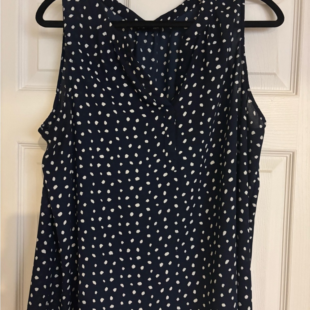 Navy Polka Dot Sleeveless Top